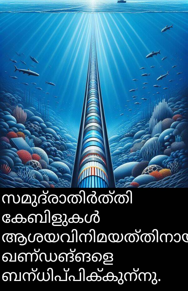 ഖണ്ഡങ്ങളെ: സമുദ്രാതിർത്തി കേബിളുകൾ ആശയവിനിമയത്തിനായി ഖണ്ഡങ്ങളെ ബന്ധിപ്പിക്കുന്നു.