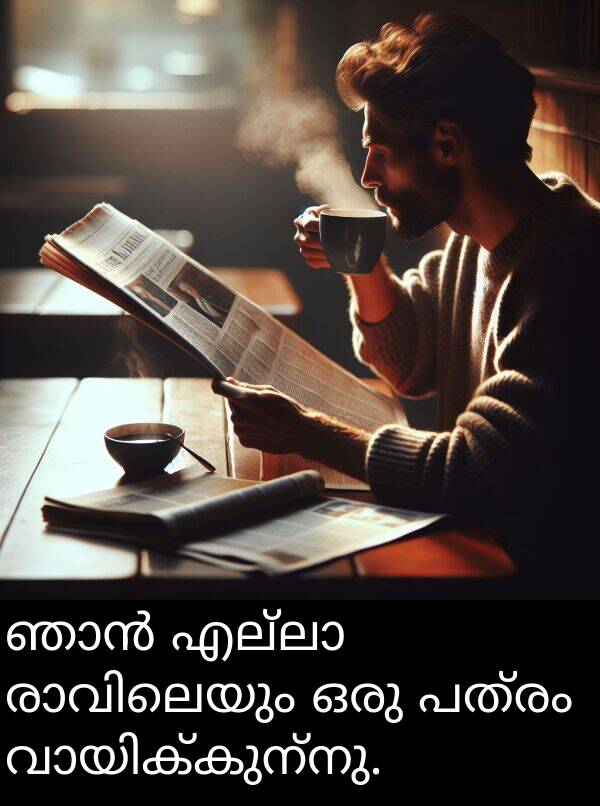 പത്രം: ഞാൻ എല്ലാ രാവിലെയും ഒരു പത്രം വായിക്കുന്നു.