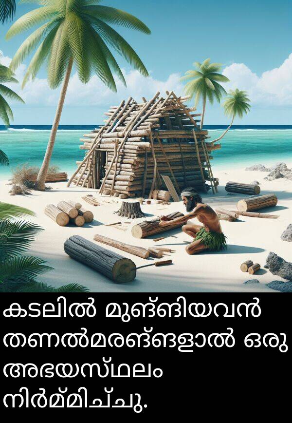 അഭയസ്ഥലം: കടലിൽ മുങ്ങിയവൻ തണൽമരങ്ങളാൽ ഒരു അഭയസ്ഥലം നിർമ്മിച്ചു.
