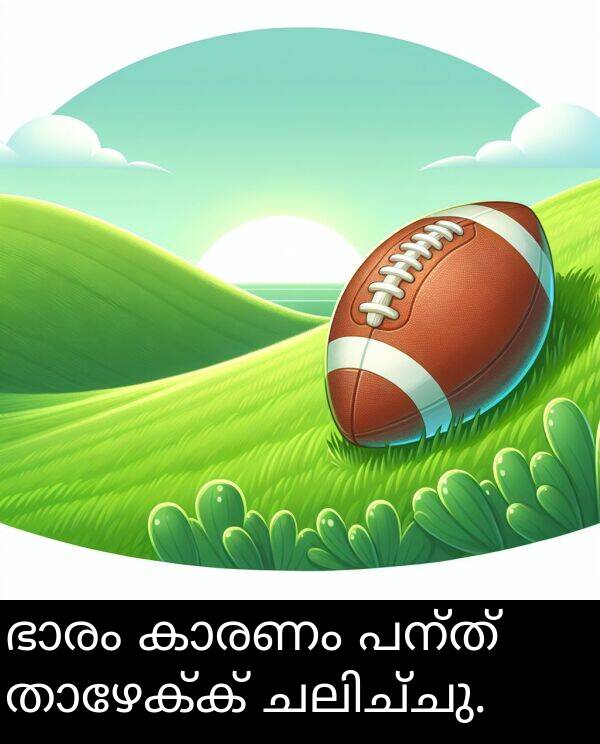 പന്ത്: ഭാരം കാരണം പന്ത് താഴേക്ക് ചലിച്ചു.