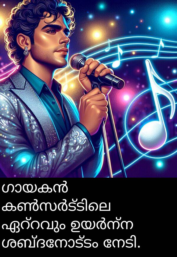 ശബ്ദനോട്ടം: ഗായകൻ കൺസർട്ടിലെ ഏറ്റവും ഉയർന്ന ശബ്ദനോട്ടം നേടി.