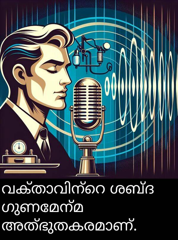 ഗുണമേന്മ: വക്താവിന്റെ ശബ്ദ ഗുണമേന്മ അത്ഭുതകരമാണ്.