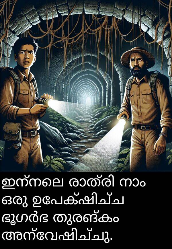 തുരങ്കം: ഇന്നലെ രാത്രി നാം ഒരു ഉപേക്ഷിച്ച ഭൂഗർഭ തുരങ്കം അന്വേഷിച്ചു.