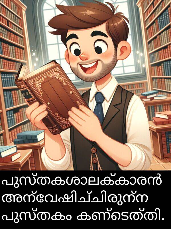 പുസ്തകം: പുസ്തകശാലക്കാരൻ അന്വേഷിച്ചിരുന്ന പുസ്തകം കണ്ടെത്തി.