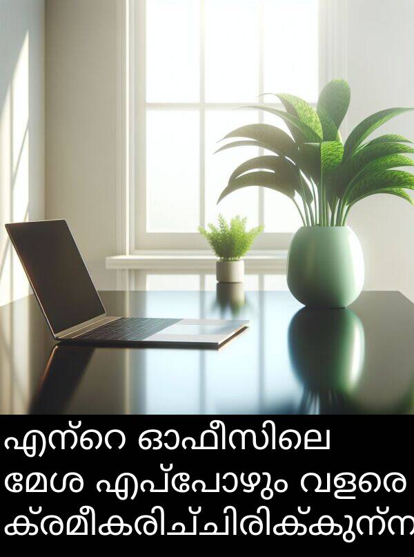 എപ്പോഴും: എന്റെ ഓഫീസിലെ മേശ എപ്പോഴും വളരെ ക്രമീകരിച്ചിരിക്കുന്നു.