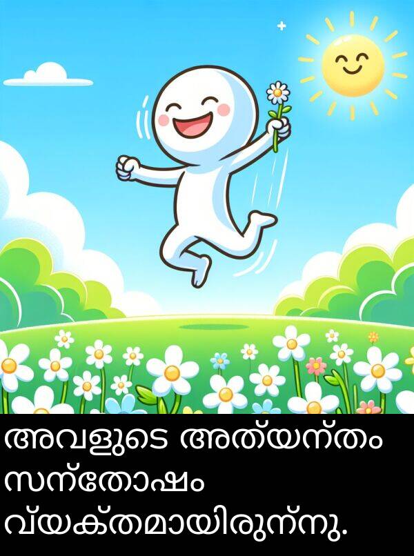 സന്തോഷം: അവളുടെ അത്യന്തം സന്തോഷം വ്യക്തമായിരുന്നു.