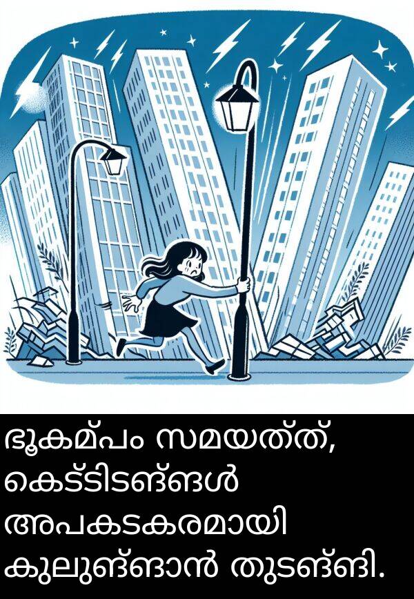 സമയത്ത്: ഭൂകമ്പം സമയത്ത്, കെട്ടിടങ്ങൾ അപകടകരമായി കുലുങ്ങാൻ തുടങ്ങി.