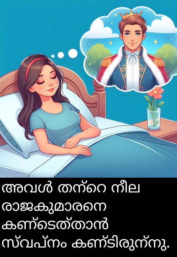 നീല: അവൾ തന്റെ നീല രാജകുമാരനെ കണ്ടെത്താൻ സ്വപ്നം കണ്ടിരുന്നു.