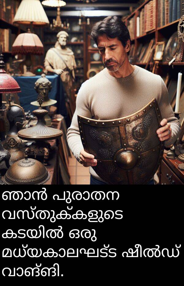 വസ്തുക്കളുടെ: ഞാൻ പുരാതന വസ്തുക്കളുടെ കടയിൽ ഒരു മധ്യകാലഘട്ട ഷീൽഡ് വാങ്ങി.