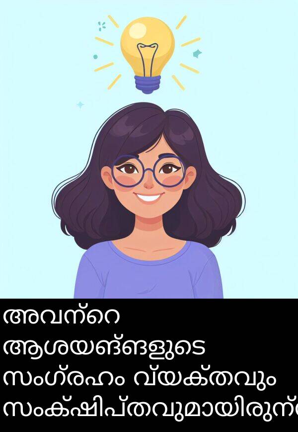 വ്യക്തവും: അവന്റെ ആശയങ്ങളുടെ സംഗ്രഹം വ്യക്തവും സംക്ഷിപ്തവുമായിരുന്നു.