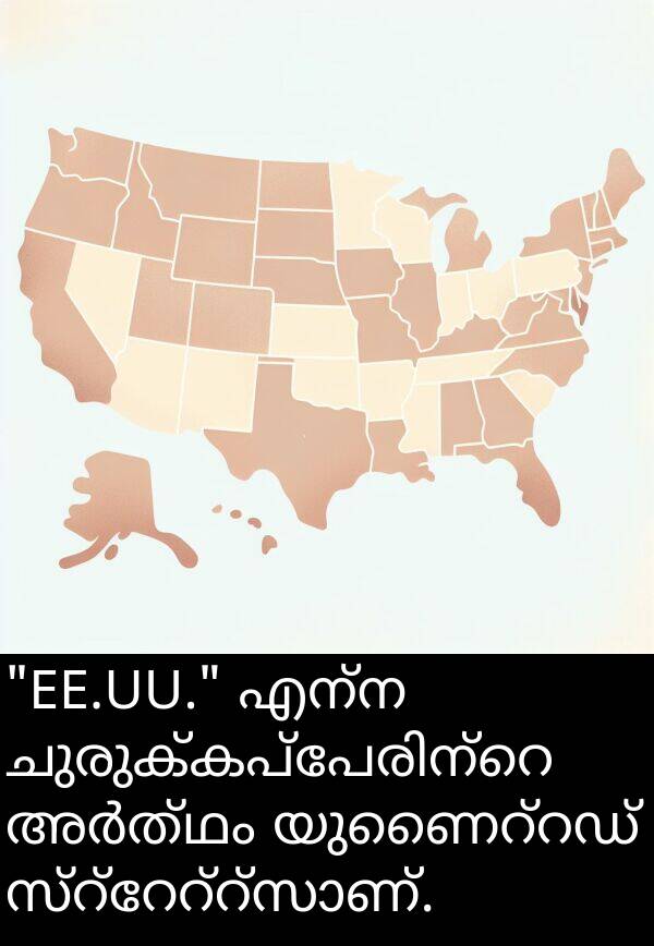 എന്ന: "EE.UU." എന്ന ചുരുക്കപ്പേരിന്റെ അർത്ഥം യുണൈറ്റഡ് സ്റ്റേറ്റ്സാണ്.