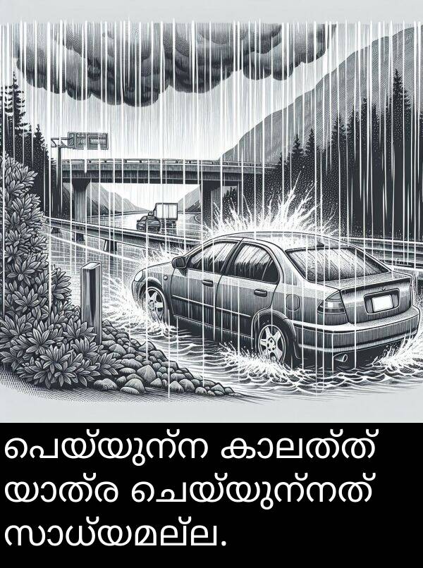 ചെയ്യുന്നത്: പെയ്യുന്ന കാലത്ത് യാത്ര ചെയ്യുന്നത് സാധ്യമല്ല.