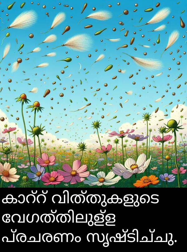 പ്രചരണം: കാറ്റ് വിത്തുകളുടെ വേഗത്തിലുള്ള പ്രചരണം സൃഷ്ടിച്ചു.