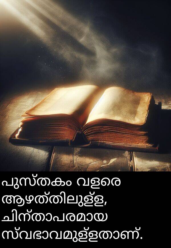 പുസ്തകം: പുസ്തകം വളരെ ആഴത്തിലുള്ള, ചിന്താപരമായ സ്വഭാവമുള്ളതാണ്.