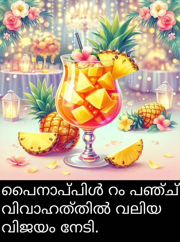 പഞ്ച്: പൈനാപ്പിൾ റം പഞ്ച് വിവാഹത്തിൽ വലിയ വിജയം നേടി.