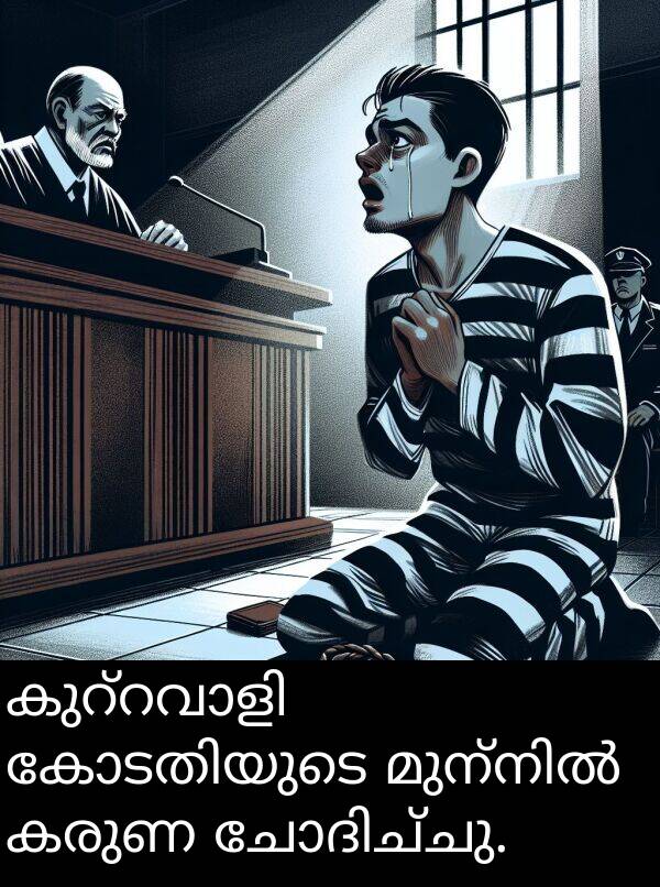 കരുണ: കുറ്റവാളി കോടതിയുടെ മുന്നിൽ കരുണ ചോദിച്ചു.