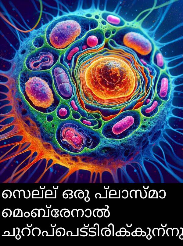 സെല്ല്: സെല്ല് ഒരു പ്ലാസ്മാ മെംബ്രേനാൽ ചുറ്റപ്പെട്ടിരിക്കുന്നു.