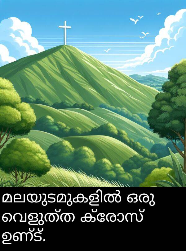 ഉണ്ട്: മലയുടമുകളിൽ ഒരു വെളുത്ത ക്രോസ് ഉണ്ട്.