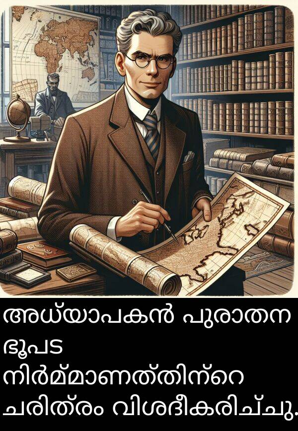 ഭൂപട: അധ്യാപകൻ പുരാതന ഭൂപട നിർമ്മാണത്തിന്റെ ചരിത്രം വിശദീകരിച്ചു.