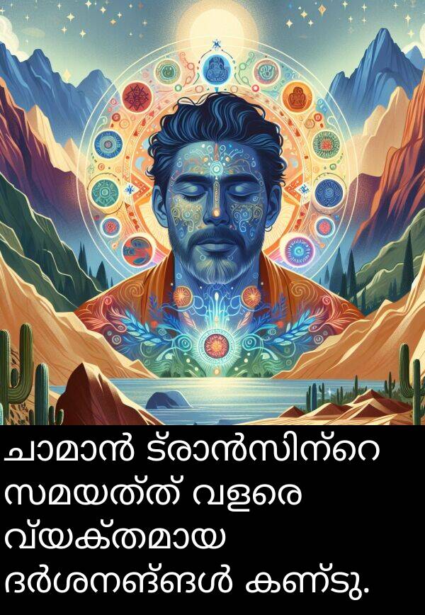 സമയത്ത്: ചാമാൻ ട്രാൻസിന്റെ സമയത്ത് വളരെ വ്യക്തമായ ദർശനങ്ങൾ കണ്ടു.