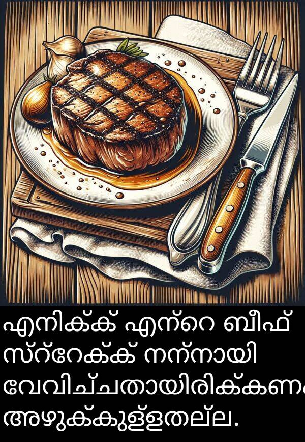 അഴുക്കുള്ളതല്ല: എനിക്ക് എന്റെ ബീഫ് സ്റ്റേക്ക് നന്നായി വേവിച്ചതായിരിക്കണം, അഴുക്കുള്ളതല്ല.