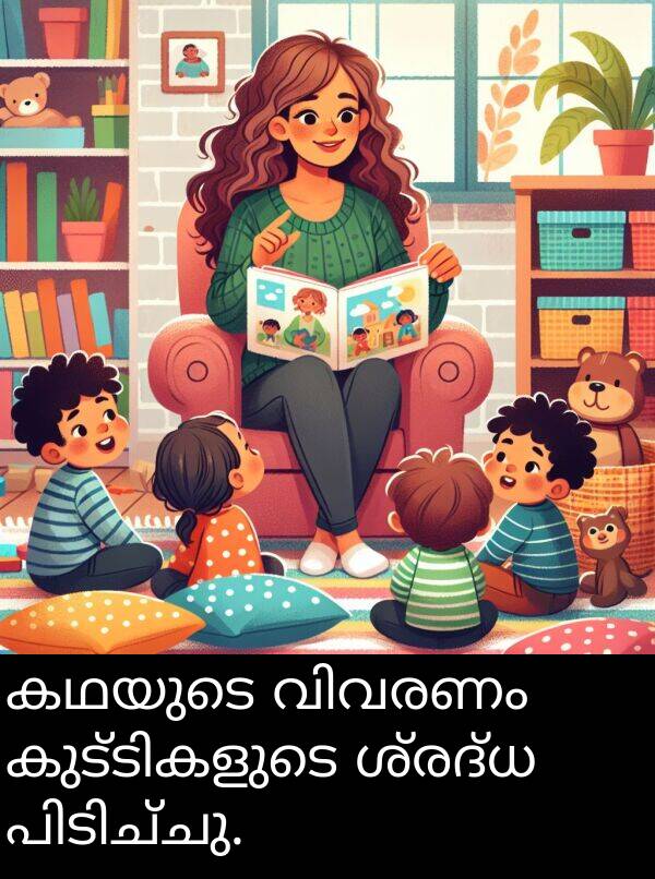 കഥയുടെ: കഥയുടെ വിവരണം കുട്ടികളുടെ ശ്രദ്ധ പിടിച്ചു.