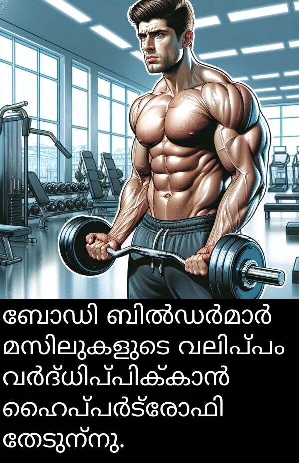 തേടുന്നു: ബോഡി ബിൽഡർമാർ മസിലുകളുടെ വലിപ്പം വർദ്ധിപ്പിക്കാൻ ഹൈപ്പർട്രോഫി തേടുന്നു.