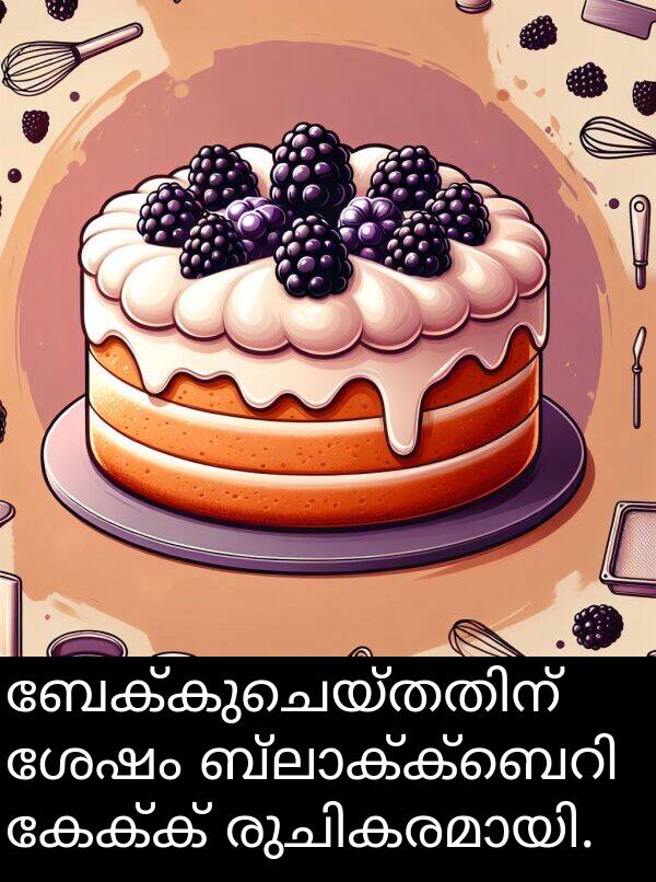 കേക്ക്: ബേക്കുചെയ്തതിന് ശേഷം ബ്ലാക്ക്‌ബെറി കേക്ക് രുചികരമായി.