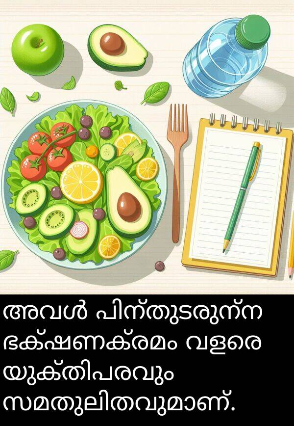 ഭക്ഷണക്രമം: അവൾ പിന്തുടരുന്ന ഭക്ഷണക്രമം വളരെ യുക്തിപരവും സമതുലിതവുമാണ്.