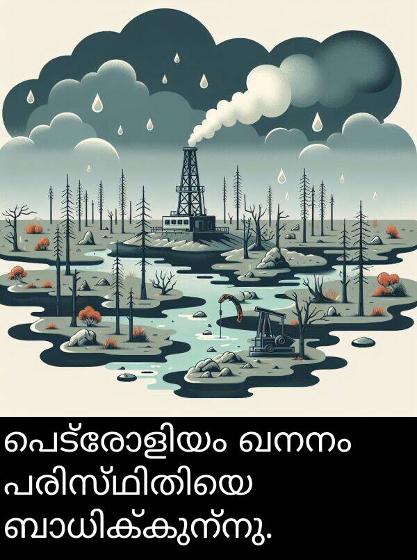 ഖനനം: പെട്രോളിയം ഖനനം പരിസ്ഥിതിയെ ബാധിക്കുന്നു.