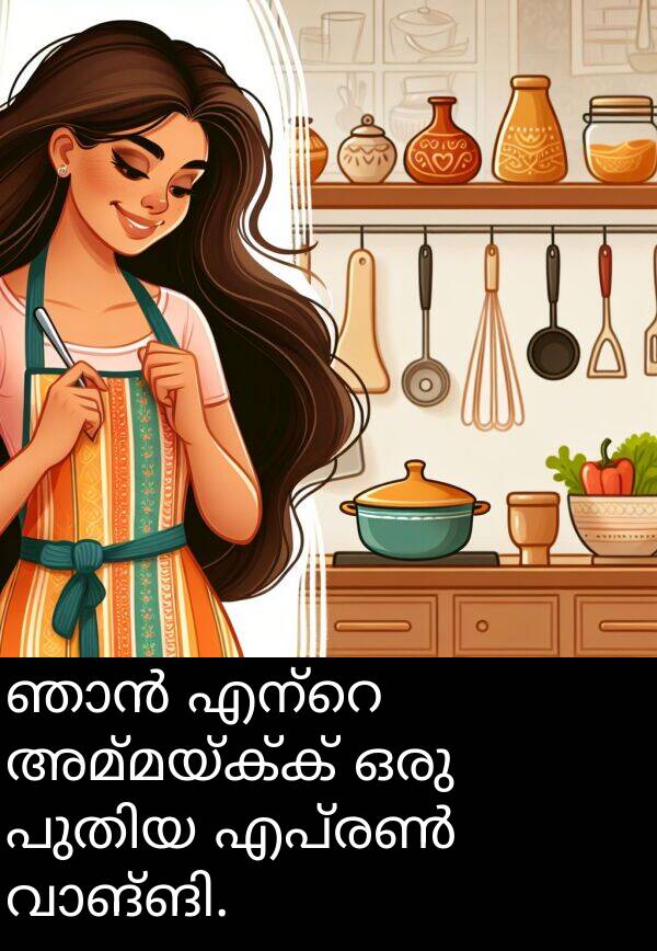 അമ്മയ്ക്ക്: ഞാൻ എന്റെ അമ്മയ്ക്ക് ഒരു പുതിയ എപ്രൺ വാങ്ങി.