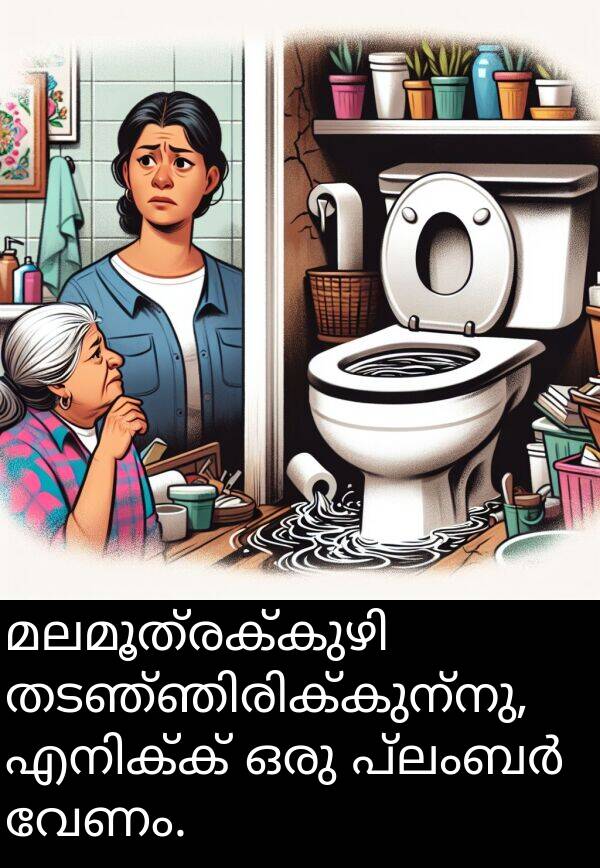 വേണം: മലമൂത്രക്കുഴി തടഞ്ഞിരിക്കുന്നു, എനിക്ക് ഒരു പ്ലംബർ വേണം.