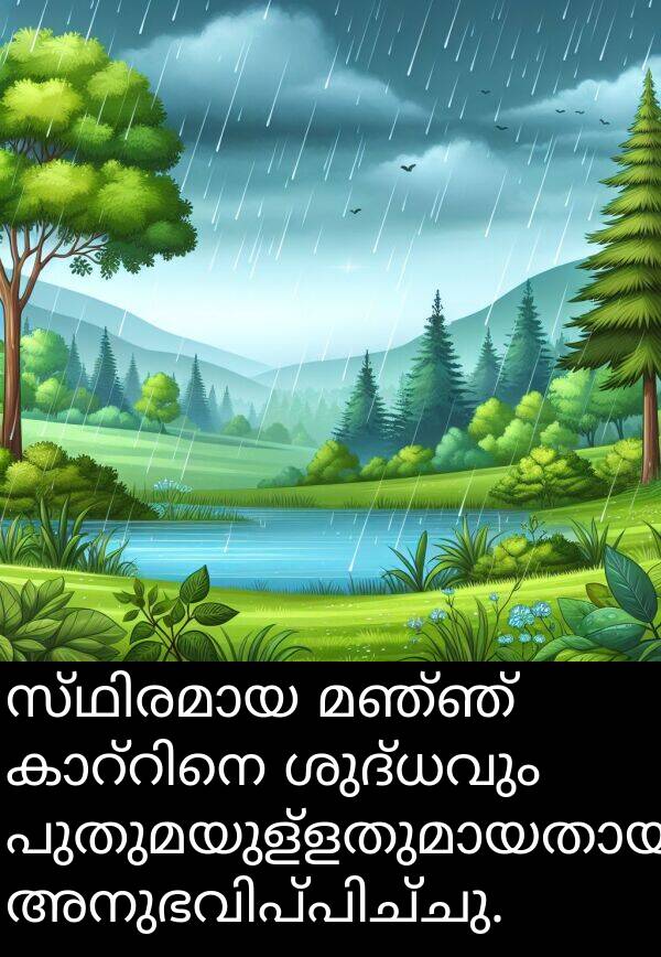 മഞ്ഞ്: സ്ഥിരമായ മഞ്ഞ് കാറ്റിനെ ശുദ്ധവും പുതുമയുള്ളതുമായതായി അനുഭവിപ്പിച്ചു.