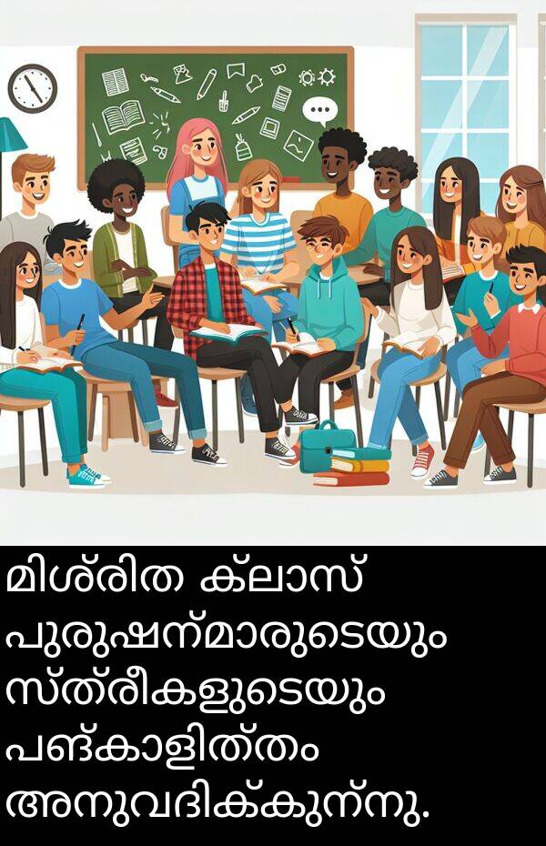 സ്ത്രീകളുടെയും: മിശ്രിത ക്ലാസ് പുരുഷന്മാരുടെയും സ്ത്രീകളുടെയും പങ്കാളിത്തം അനുവദിക്കുന്നു.
