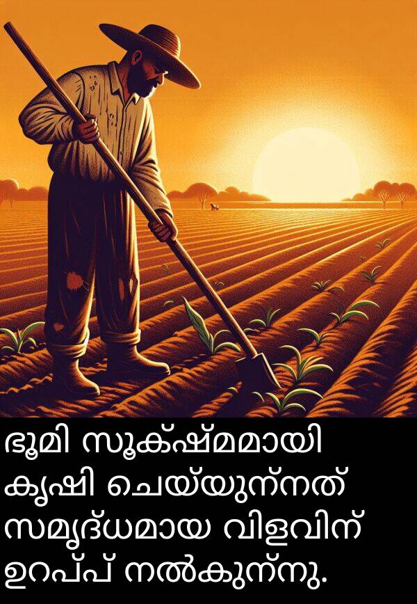 ചെയ്യുന്നത്: ഭൂമി സൂക്ഷ്മമായി കൃഷി ചെയ്യുന്നത് സമൃദ്ധമായ വിളവിന് ഉറപ്പ് നൽകുന്നു.