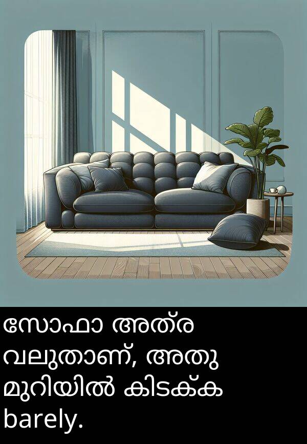 അതു: സോഫാ അത്ര വലുതാണ്, അതു മുറിയിൽ കിടക്ക barely.