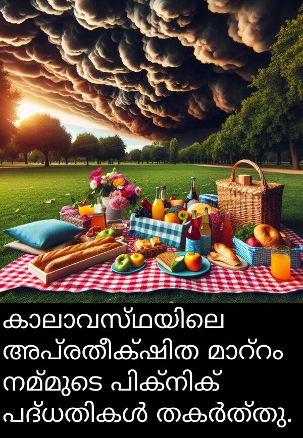 നമ്മുടെ: കാലാവസ്ഥയിലെ അപ്രതീക്ഷിത മാറ്റം നമ്മുടെ പിക്‌നിക് പദ്ധതികൾ തകർത്തു.