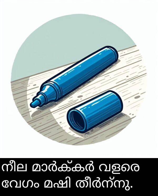 നീല: നീല മാർക്കർ വളരെ വേഗം മഷി തീർന്നു.