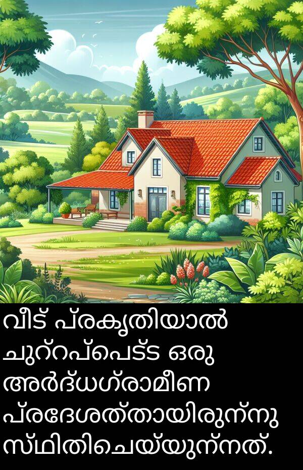 വീട്: വീട് പ്രകൃതിയാൽ ചുറ്റപ്പെട്ട ഒരു അർദ്ധഗ്രാമീണ പ്രദേശത്തായിരുന്നു സ്ഥിതിചെയ്യുന്നത്.
