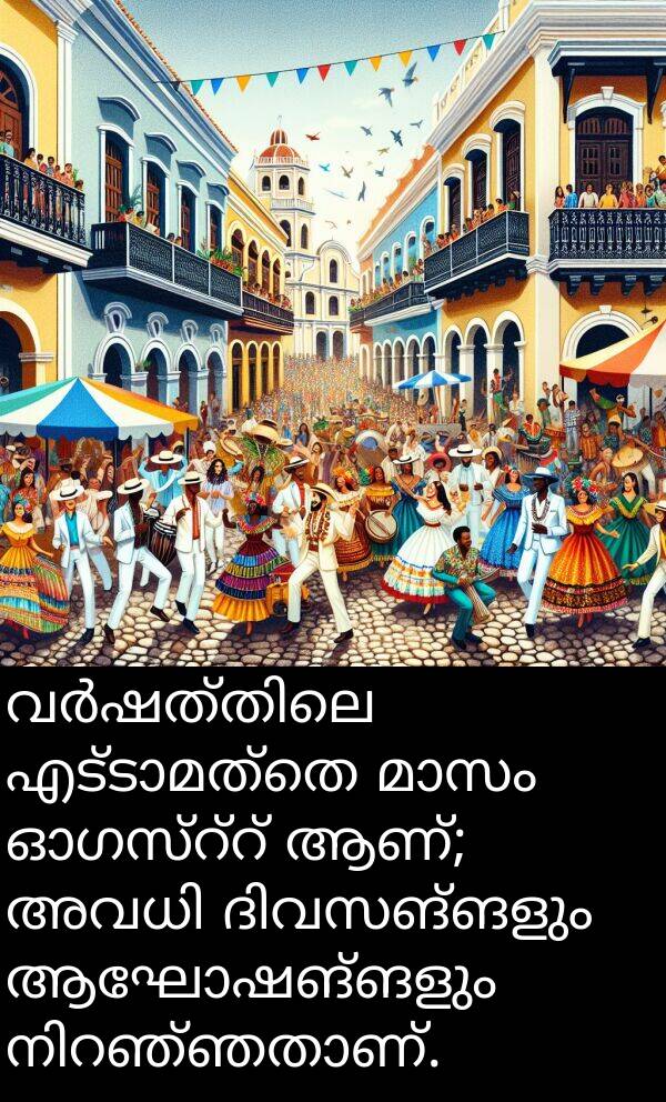 ആണ്: വർഷത്തിലെ എട്ടാമത്തെ മാസം ഓഗസ്റ്റ് ആണ്; അവധി ദിവസങ്ങളും ആഘോഷങ്ങളും നിറഞ്ഞതാണ്.