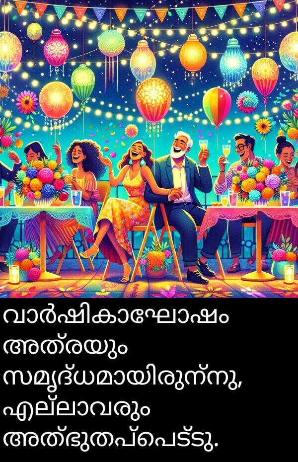 അത്ഭുതപ്പെട്ടു: വാർഷികാഘോഷം അത്രയും സമൃദ്ധമായിരുന്നു, എല്ലാവരും അത്ഭുതപ്പെട്ടു.