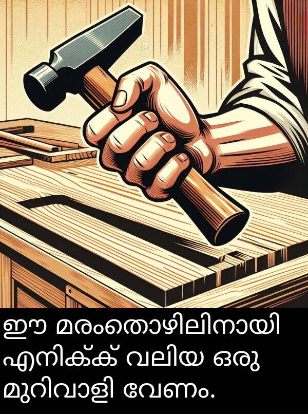 വേണം: ഈ മരംതൊഴിലിനായി എനിക്ക് വലിയ ഒരു മുറിവാളി വേണം.