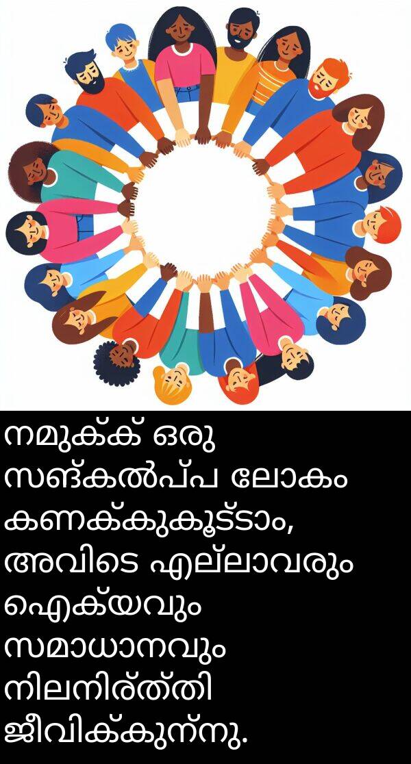 ഐക്യവും: നമുക്ക് ഒരു സങ്കൽപ്പ ലോകം കണക്കുകൂട്ടാം, അവിടെ എല്ലാവരും ഐക്യവും സമാധാനവും നിലനിര്‍ത്തി ജീവിക്കുന്നു.