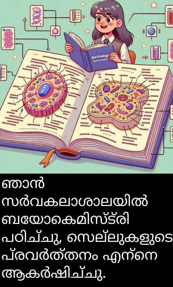 സെല്ലുകളുടെ: ഞാൻ സർവകലാശാലയിൽ ബയോകെമിസ്ട്രി പഠിച്ചു, സെല്ലുകളുടെ പ്രവർത്തനം എന്നെ ആകർഷിച്ചു.