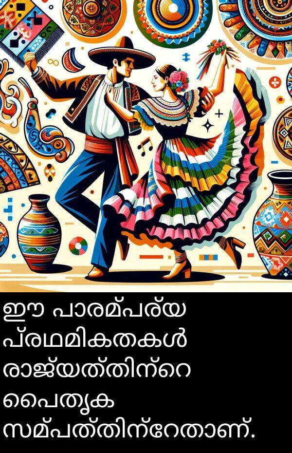 പൈതൃക: ഈ പാരമ്പര്യ പ്രഥമികതകൾ രാജ്യത്തിന്റെ പൈതൃക സമ്പത്തിന്റേതാണ്.