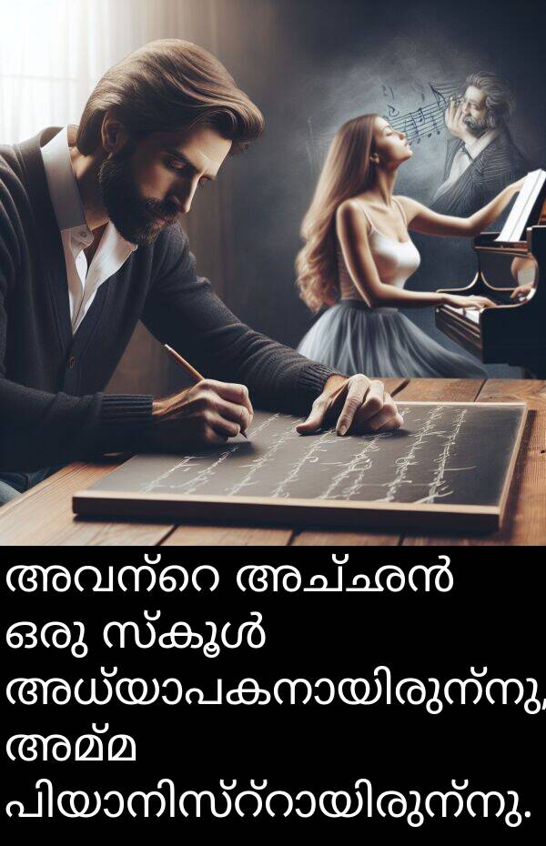 അമ്മ: അവന്റെ അച്ഛൻ ഒരു സ്കൂൾ അധ്യാപകനായിരുന്നു, അമ്മ പിയാനിസ്റ്റായിരുന്നു.