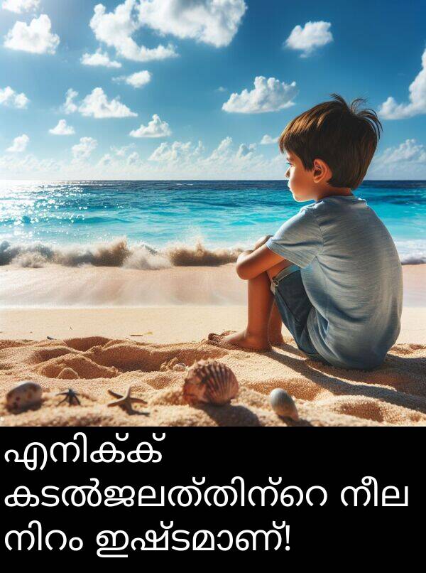 നീല: എനിക്ക് കടൽജലത്തിന്റെ നീല നിറം ഇഷ്ടമാണ്!