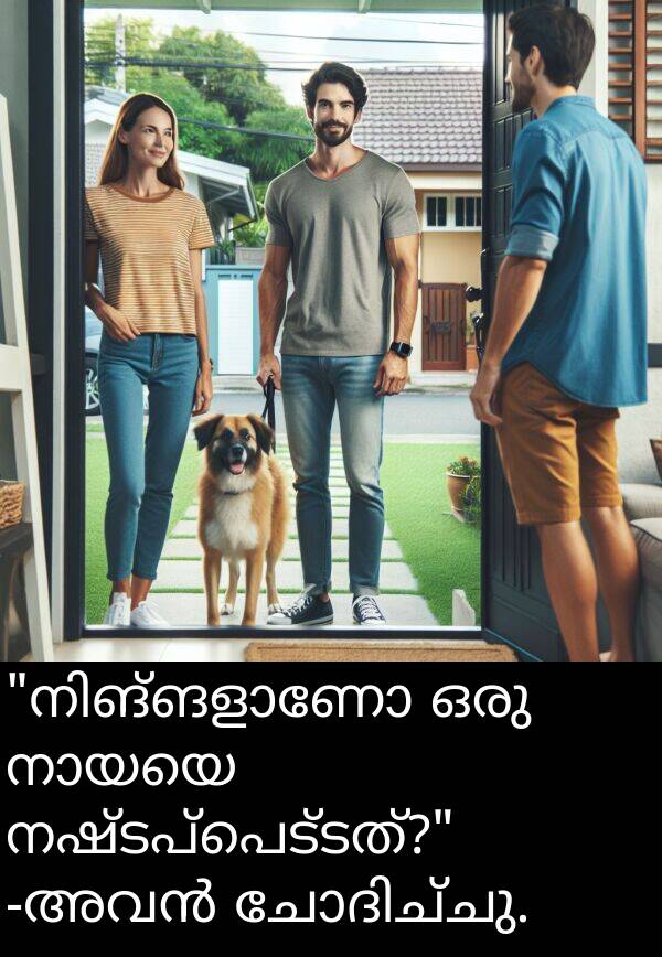 നഷ്ടപ്പെട്ടത്: "നിങ്ങളാണോ ഒരു നായയെ നഷ്ടപ്പെട്ടത്?" -അവൻ ചോദിച്ചു.