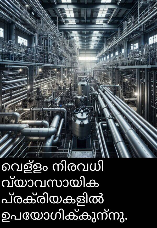 വെള്ളം: വെള്ളം നിരവധി വ്യാവസായിക പ്രക്രിയകളിൽ ഉപയോഗിക്കുന്നു.