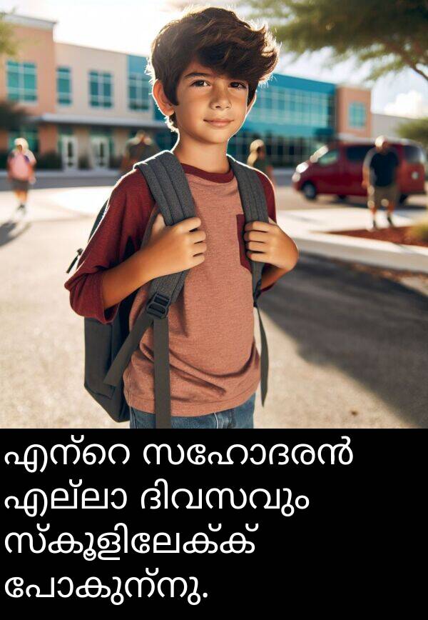 പോകുന്നു: എന്റെ സഹോദരൻ എല്ലാ ദിവസവും സ്കൂളിലേക്ക് പോകുന്നു.